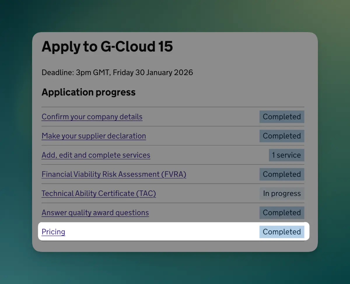 g cloud pricing completed
