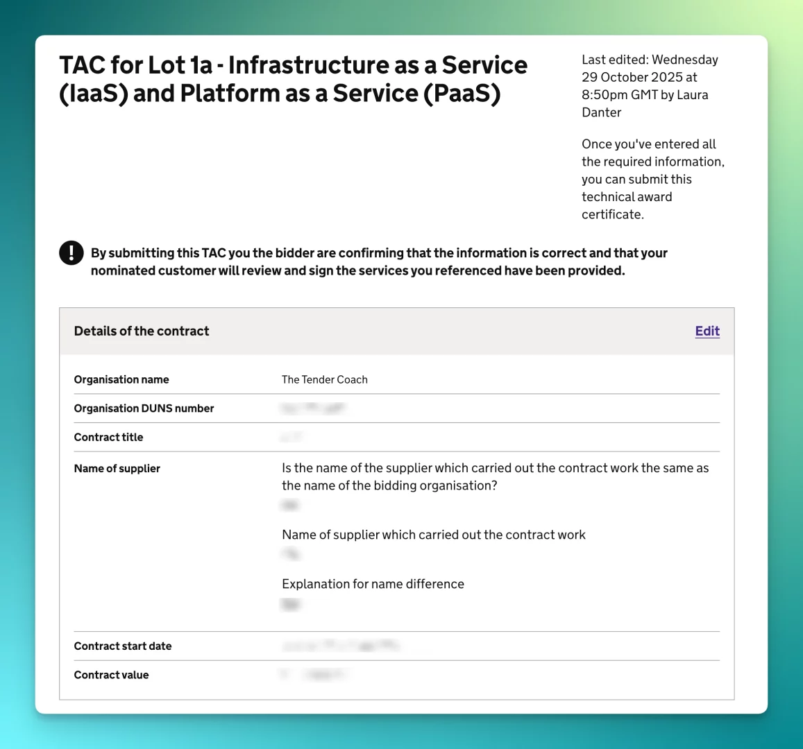 G-Cloud 15 Technical Ability Certificate Screenshot